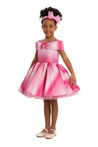 Pamina Girl's Princess Collar Evening Dress 3-7 Years Old Fuchsia