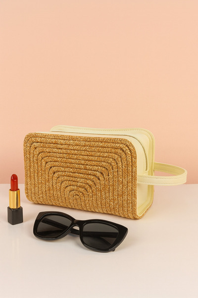 MaVaux Unique Wicker Look Rope Makeup Cosmetic Bag