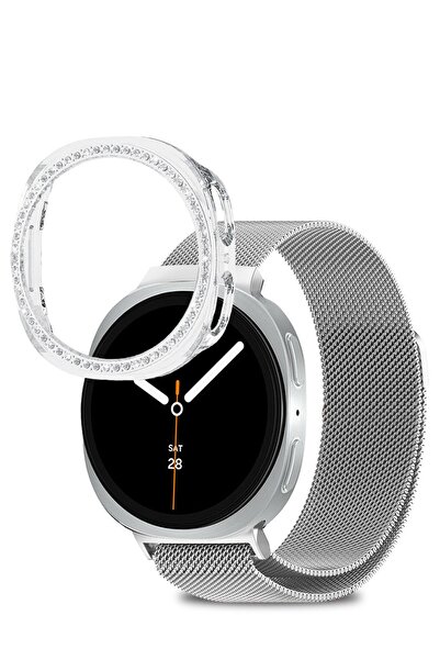 Nezih Case Samsung Galaxy Watch 8 40mm Compatible Shockproof Diamond Stone Hard Pc Case Protector