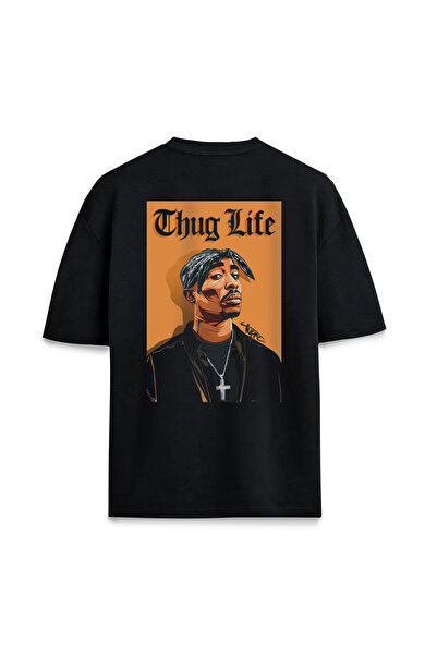 Darkia تي شيرت مطبوع بتصميم 2Pac Tupac Thug Life من الأمام والخلف للجنسين