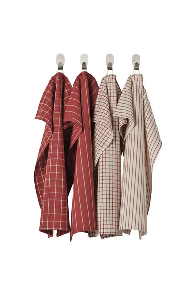 IKEA RINNIG Tea towel, red/beige striped, 45 x 60 cm