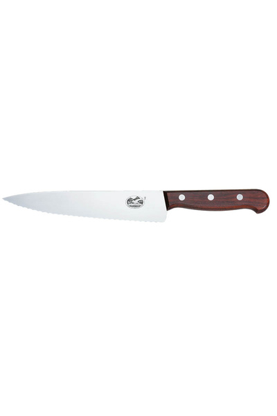Victorinox Tırtıklı Şef Dilimleme Bıçağı Gül Ağacı Saplı (VT 5.2030.25)