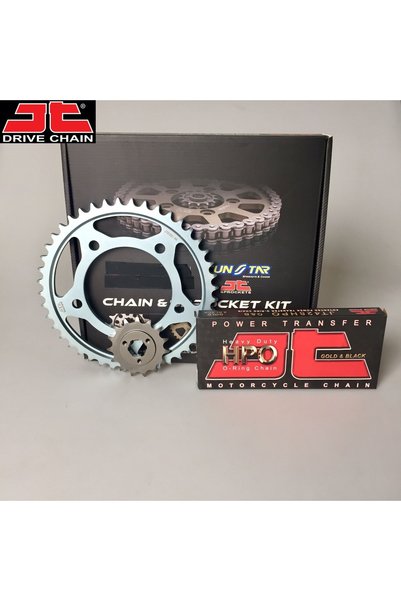 JT ZİNCİR DİŞLİ SETİ HONDA CBR R 125cc ZİNCİR: JT-428ORING Gold-124 ÖN DİŞLİ: SUNSTAR 15T ARKA DİŞLİ: J