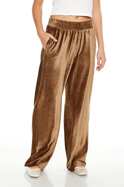 Forever 21 Kadife High-Rise Wide-Leg Pantolon
