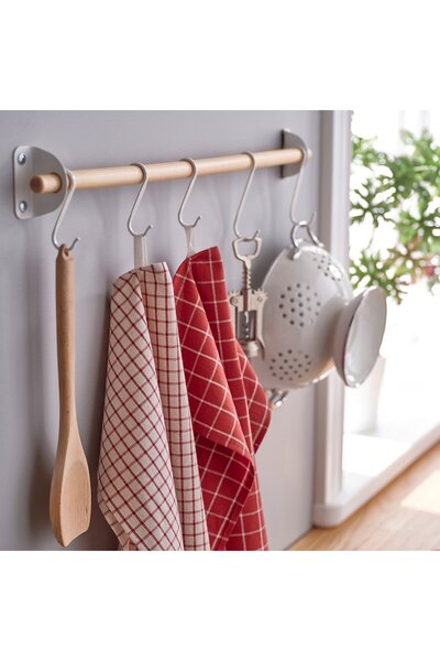 IKEA RINNIG Tea towel, red/beige striped, 45 x 60 cm