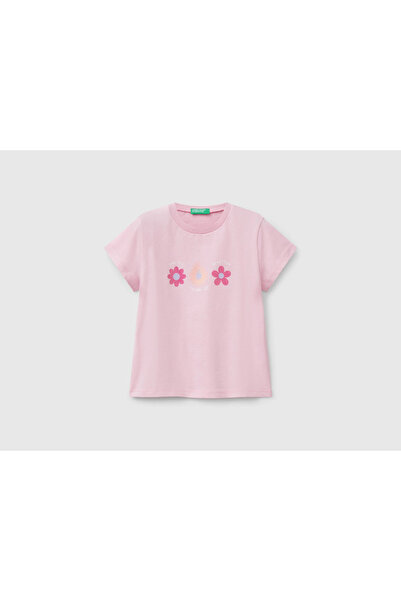 Benetton Girl's Printed Tshirt 1-6 Years Old Light Pink
