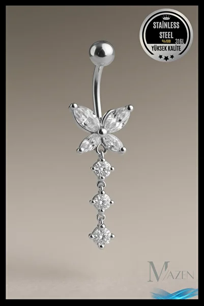 MAZEN Butterfly Belly Piercing with Dangle |   Steel Anti-Tarnish |   Zircon Stone |   Women's Jewelry Accessory |   Piercing
