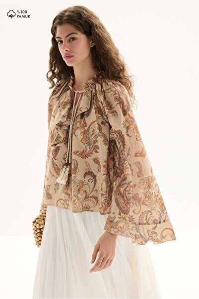 nslook Concept Store Hooopstore - Etnik Desen Pamuk vual Bluz