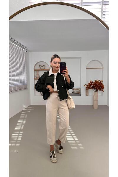 Sezgi Tekin Stone Suede Slouchy Pants with Elastic Waist
