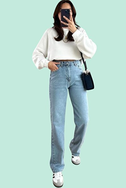 byhaziran butik بنطلون جينز نسائي أزرق قابل للغسل