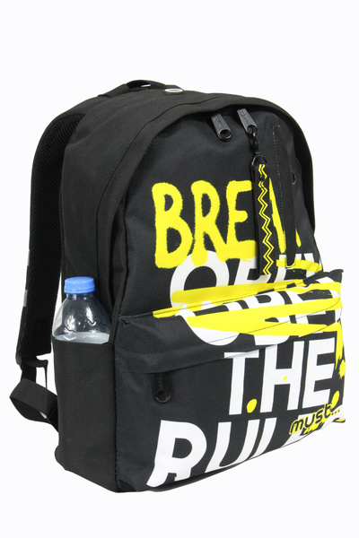 MUST 585055 Break the Rules Double Pocket Elementary School Backpack - Black