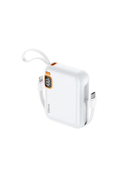 hkm tech POWER DUO 10.000 mAh 20W, PD 20W hızlı şarj destekli, Type-C ve Ligh...
