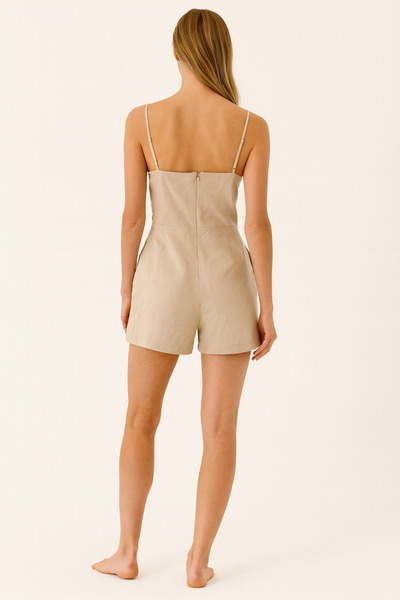 VENA Linen Shorts Jumpsuit with Rope Straps - Vizon
