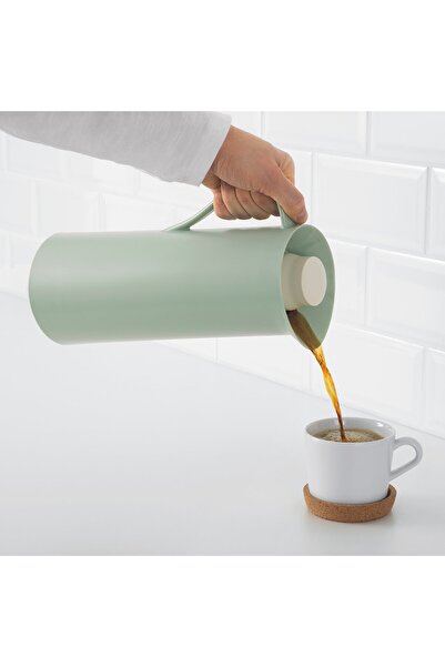 IKEA BEHÖVD Vacuum flask, light green/beige, 1 l