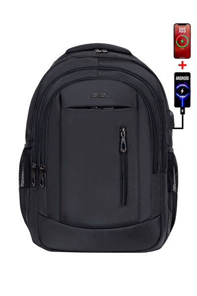Dada Unisex Siyah Okul Sırt Çantası Büyük Boy USB Type-C Su Geçirmez Oxford K...