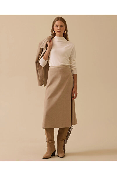 SEÇİL Faux Leather Midi Skirt