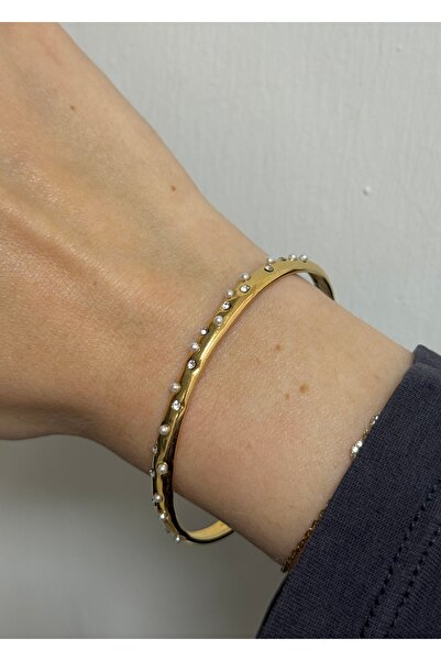 KİLİGİSTANBUL ÇELİK İNCE İNCİLİ BİLEZİK (0,50 CM KALINLIK)