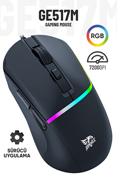 Enkado GE517M RGB Aydınlatma 7200 Dpı Kablolu Gaming Mouse Makrolu Profesyone...