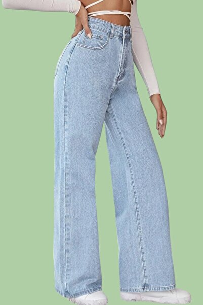 byhaziran butik Women's Blue Palazzo Jeans