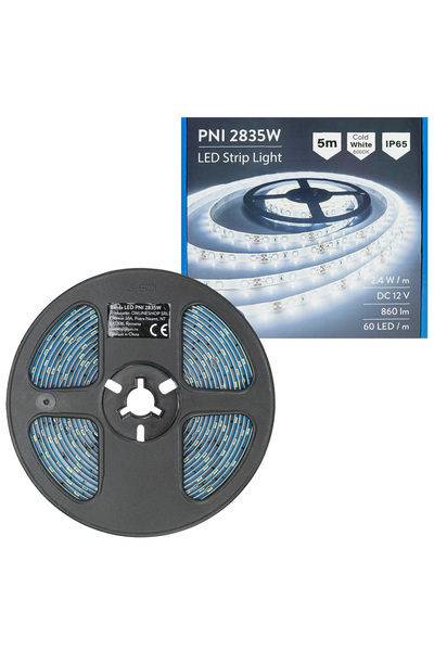 PNI LED strip 2835W, 300 LEDs, cold white 6000K, 860lm, dimmable