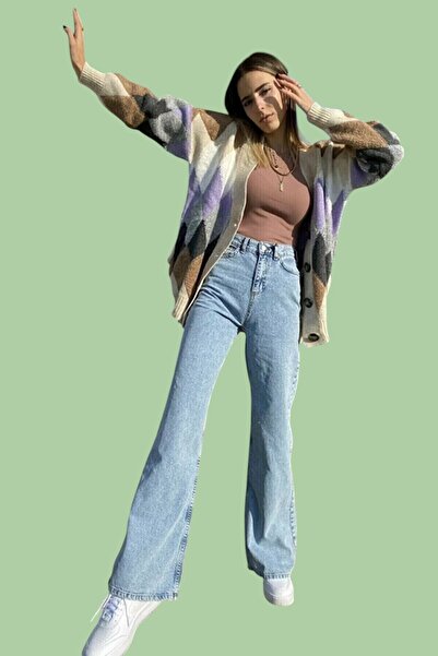 byhaziran butik Blugi cu talie înaltă albastru arctic