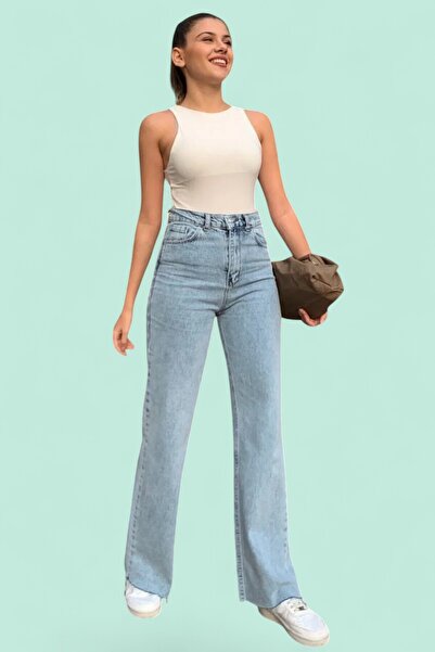 byhaziran butik Blue Washed Fluid Form Women's Jeans