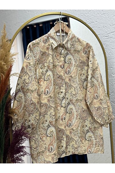 BENAHOLL Lamyla Ethnic Pattern Lace-Up Short Shirt-Pe266 Orange