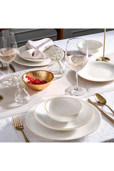 Kütahya Porselen KÜTAHYA PORSELEN BONE ZEUGMA 24 PARÇA YEMEK TAKIMI MAT ALTIN
