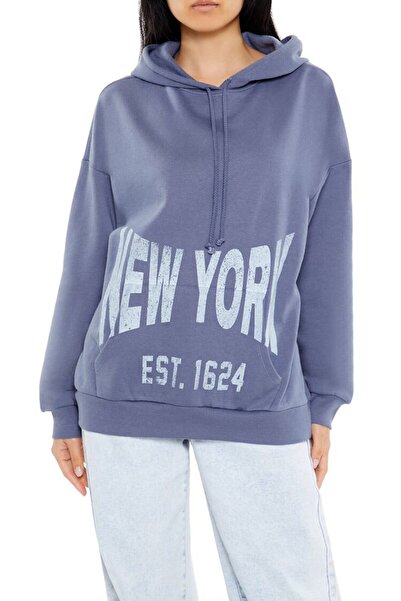 Forever 21 Baskılı Kapüşonlu Sweatshirt