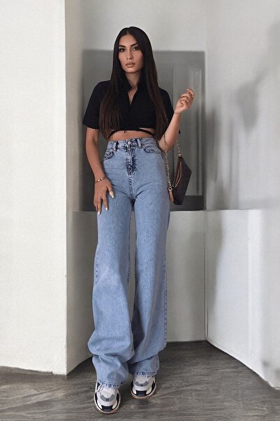 byhaziran butik Γυναικείο τζιν μπλε πλυμένο