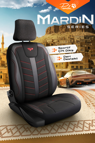 Panda Kılıf Panda Mardi̇n Series Linen Fabric Car Seat Cover - Full Set