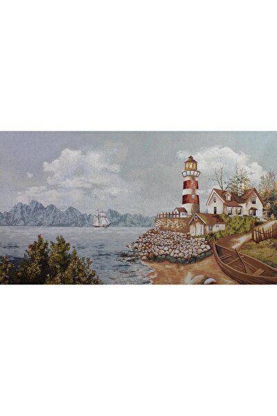 Believe LİGHTHOUSE JAKARLI DOKUMA GOBLEN DEKORATİF ÇERÇEVESİZ PANO TABLO 70*140