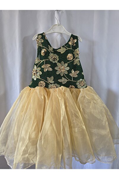 bursa perde Sarı Çocuk Gelinliği