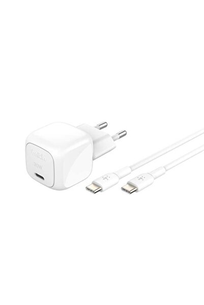 Belkin Compact BoostCharge 30W PD Şarj Aleti ve 1mt Type-C Kablo