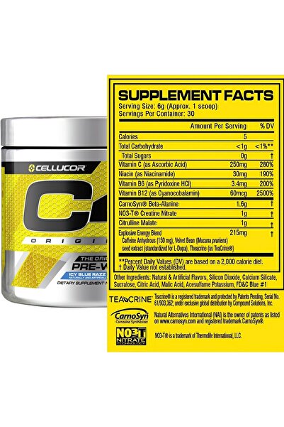 Cellucor C4 Original Pre-Workout Powder, Icy Blue Razz — 30 Servings, 150mg Caffeine