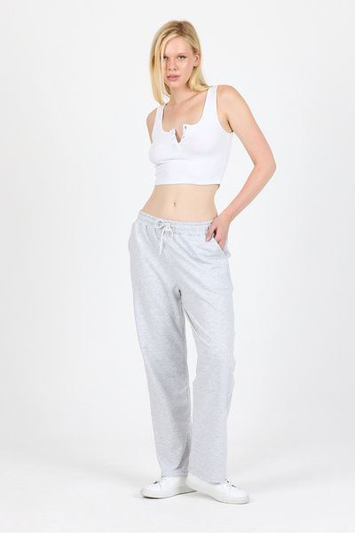 LACKH Two Pieces Black Gray Comfortable Fit Flexible Straight Leg Sweatpants