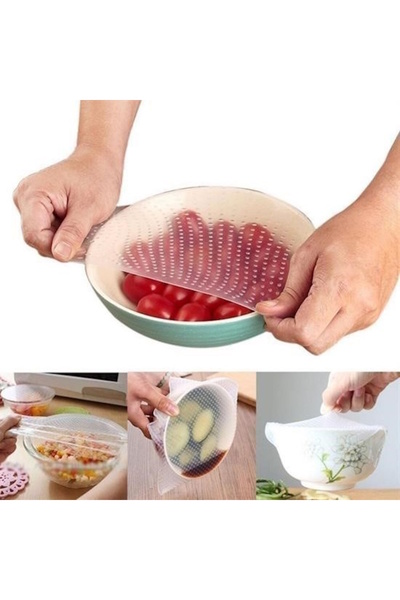 sonx 4-Piece Rectangular Form Silicone Stretch Lids That Preserve Freshness