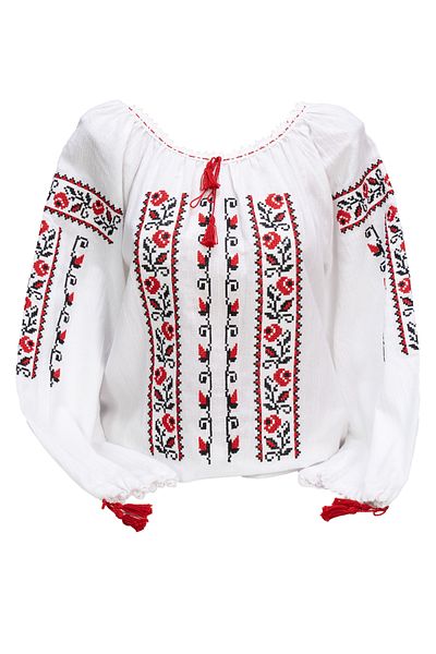 FARAA women's shirt, cotton, floral pattern with red