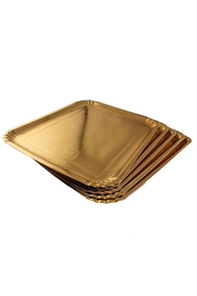 Lumea Set tavite dreptunghiulare auriu pentru tort si prajituri, 8E - 30cm x 40cm, 5 buc. -