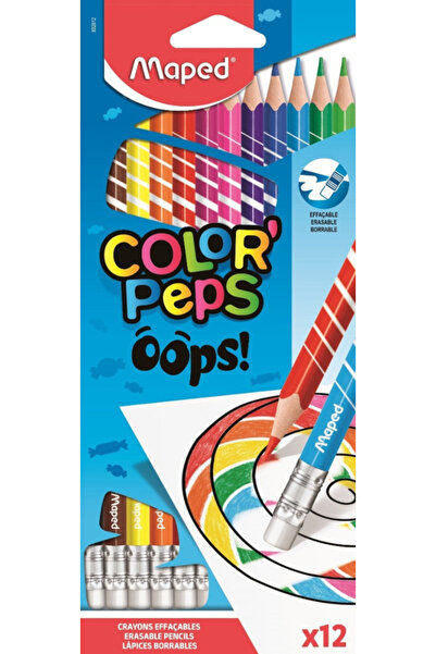 Maped Set creioane colorate cu guma Color Peps Oops Maped, 12 culori