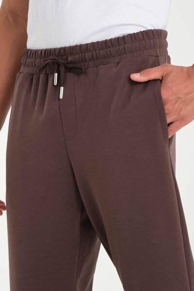 Valiberta Scuba Modal Fabric Relaxed Fit Men's Sweatpants - Brown
