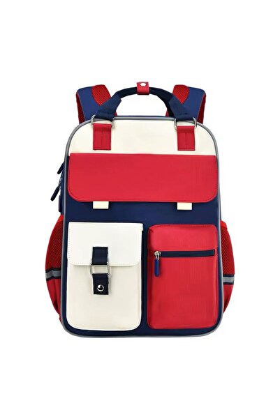 Adalinhome Rucsac în stil retro colegiu – roșu bleumarin