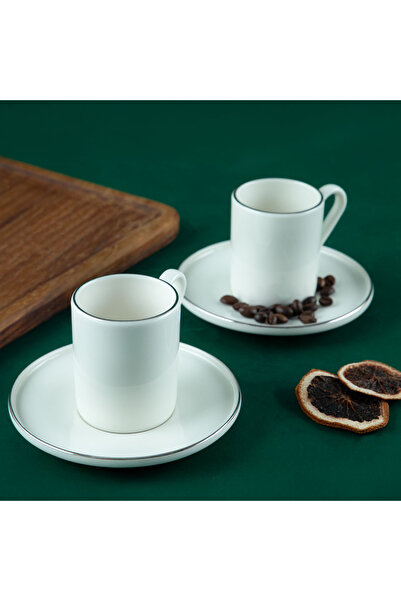 Aryıldız Hazel Platinum 4 Piece Turkish Coffee Cup Set for 2 People 90 ml