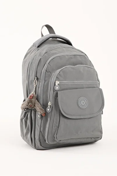GALB LEATHER Set of 2 Premium Waterproof Crinkle Fabric High School and Middle School Backpack + Pen Holder, Gray +1