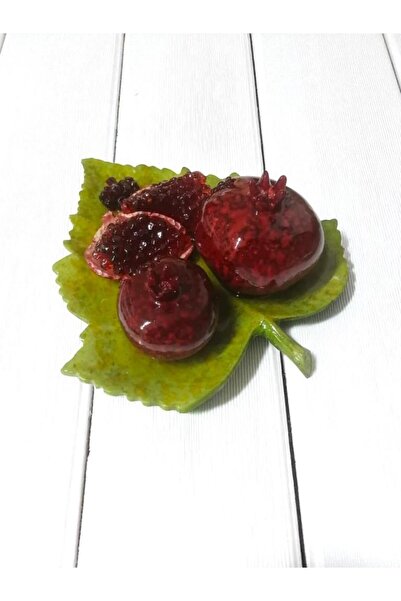 SUME Dekoratif El Yapımı Yaprak Üzeri Nar Figürlü Dekoratif Obje Nar Biblo Be...