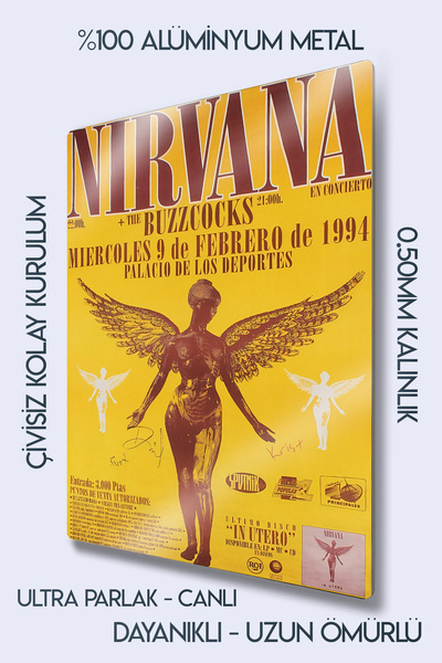 DekorHane Metallica - Nirvana Poster - 1994 Concert Poster, in Utero Album, Rock Music Decor, Collectible