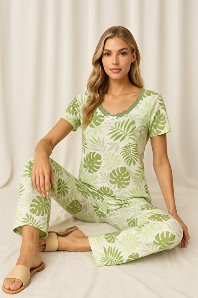 Mivoon Σετ πιτζάμες με μοτίβο από ύφασμα μπαμπού με λεπτομέρεια από δαντέλα σ...