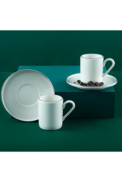 Aryıldız Hazel Platinum 4 Piece Turkish Coffee Cup Set for 2 People 90 ml