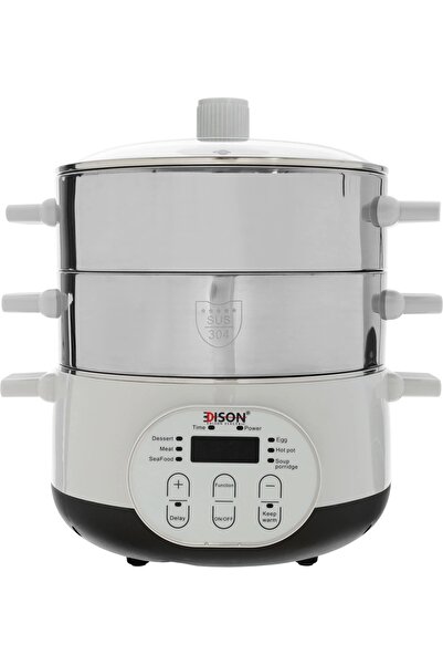 Edison طباخ بخار، 15 لتر، 1600 واط، 6 وظائف، رقمي - فضي