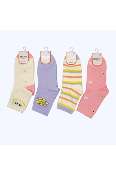 RAPAPA Girl's 4-Piece Seamless Floral Girl's Sock Socks 3115